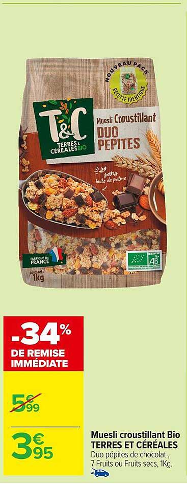 Muesli croustillant Bio TERRES ET CÉRÉALES