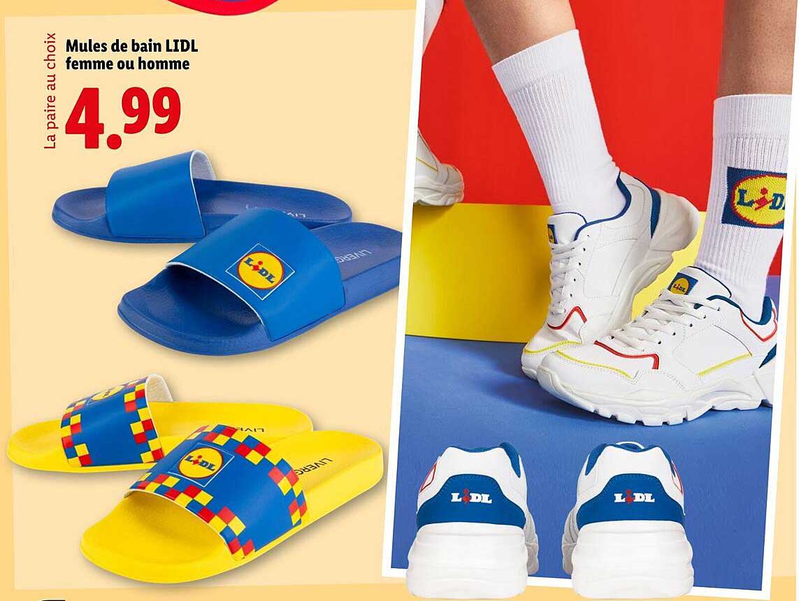 Mules De Bain Lidl Homme – Bleu, Taille 42 – Neuves Avec Emballage