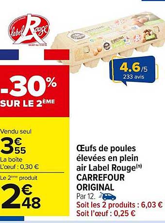 Œufs de poules élevées en plein air Label Rouge