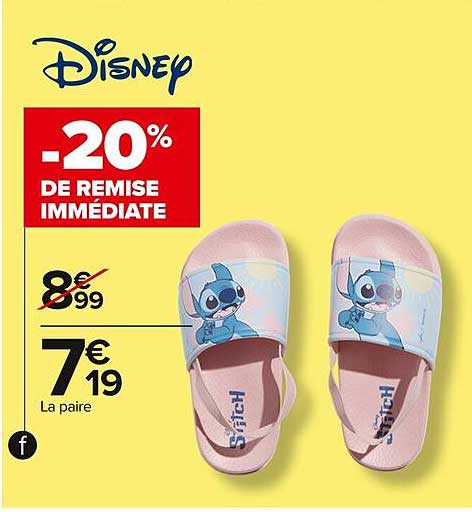 Offre de -20% sur les sandales Disney Stitch