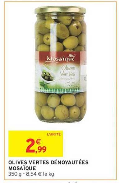 OLIVES VERTES DÉNOYAUTÉES MOSAÏQUE