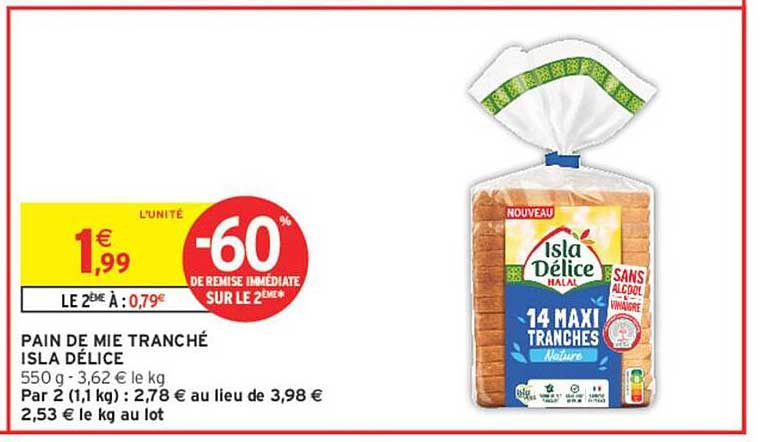 PAIN DE MIE TRANCHÉ ISLA DÉLICE