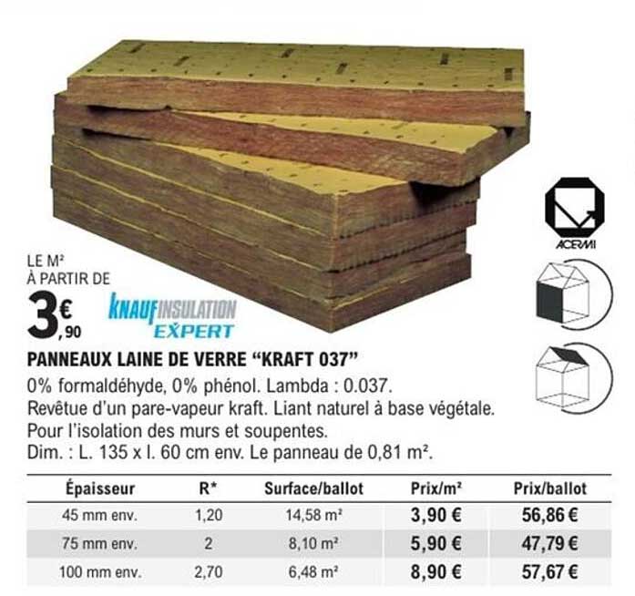 Panneaux Laine de Verre 'KRAFT 037'