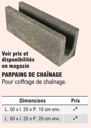 PARPAING DE CHAÎNAGE