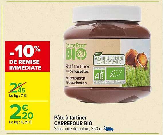 Pâte à tartiner CARREFOUR BIO