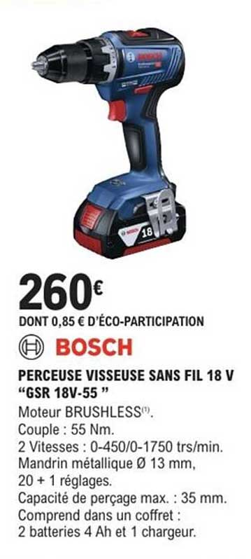 PERCEUSE VISSEUSE SANS FIL 18 V "GSR 18V-55"