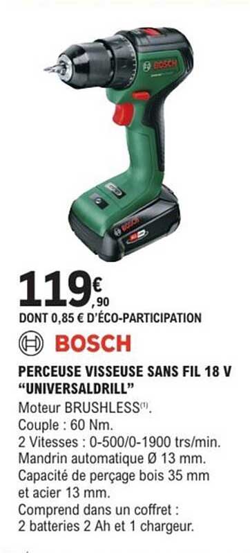 PERCEUSE VISSEUSE SANS FIL 18 V “UNIVERSALDRILL”