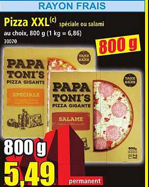 Pizza XXL(c) spéciale ou salami au choix, 800 g
