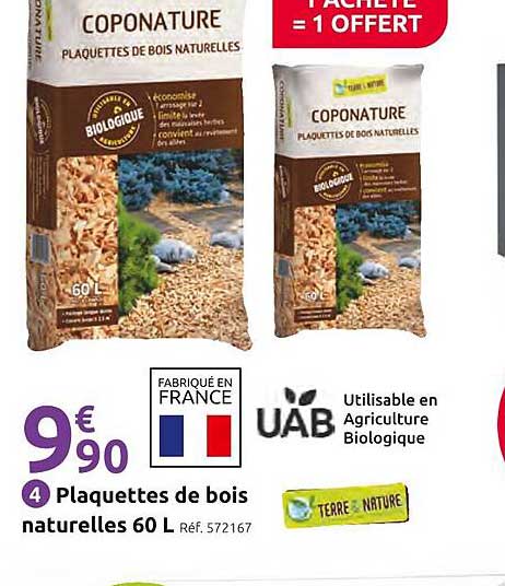 Plaquettes de bois naturelles 60 L