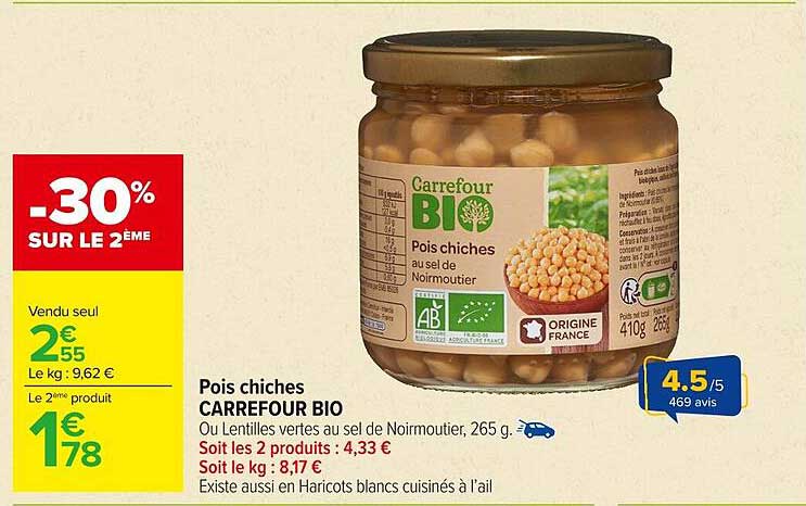 Pois chiches CARREFOUR BIO
