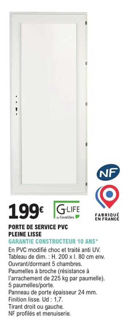 PORTE DE SERVICE PVC PLEINE LISSE