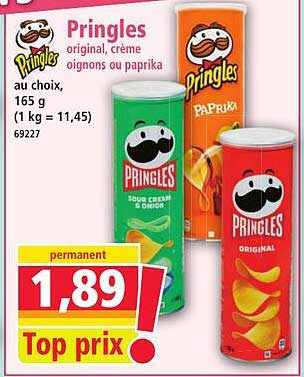 Pringles original, crème oignons ou paprika