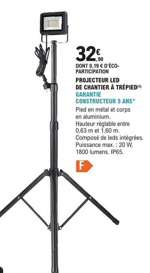 PROJECTEUR LED DE CHANTIER À TRÉPIED