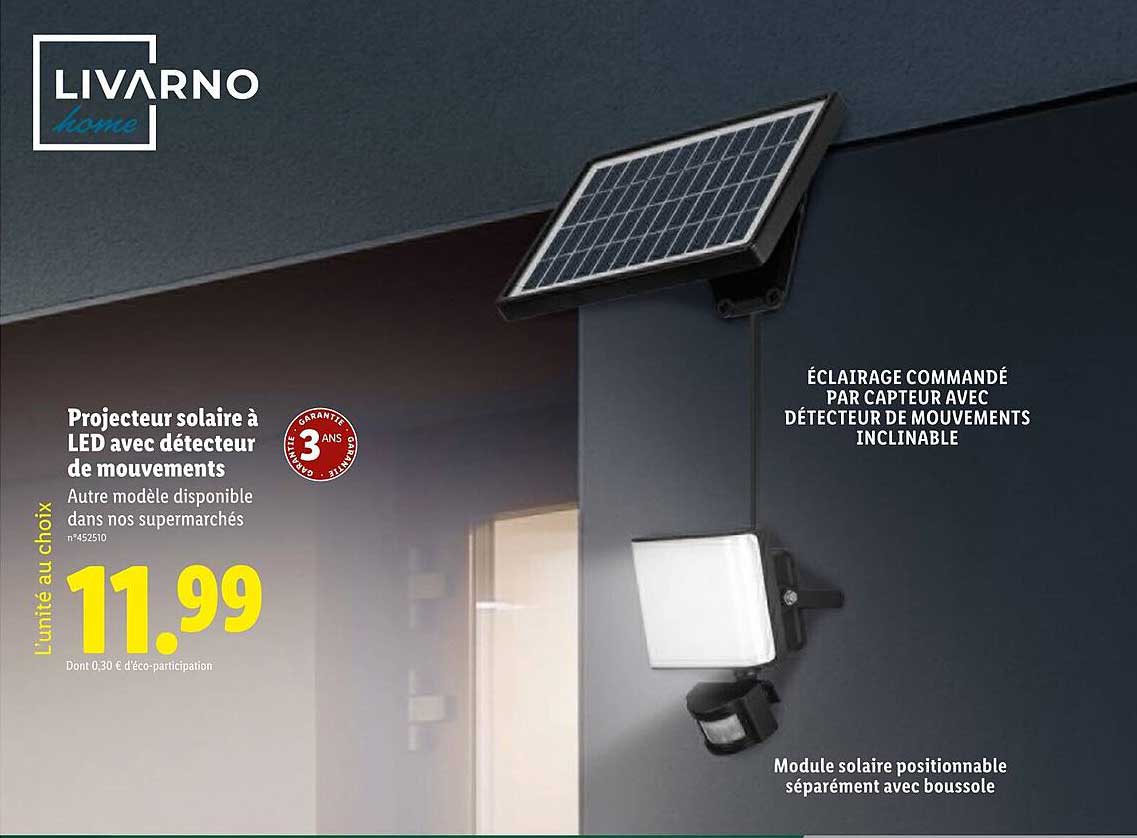 Projecteur solaire à LED avec détecteur de mouvements