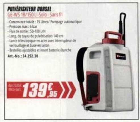 PULVÉRISATEUR DORSAL GE-VS 18/150 Li-Solo - Sans fil