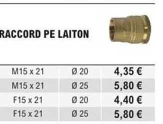 Raccord PE Laiton