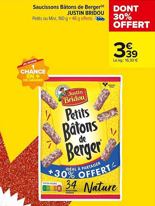 Saucissons Bâtons de Berger(o) JUSTIN BRIDOU