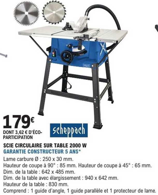 SCIE CIRCULAIRE SUR TABLE 2000 W GARANTIE CONSTRUCTEUR 5 ANS*