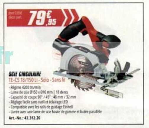 SCIE CIRCULAIRE TE-CS 18/150 Li - Solo - Sans fil