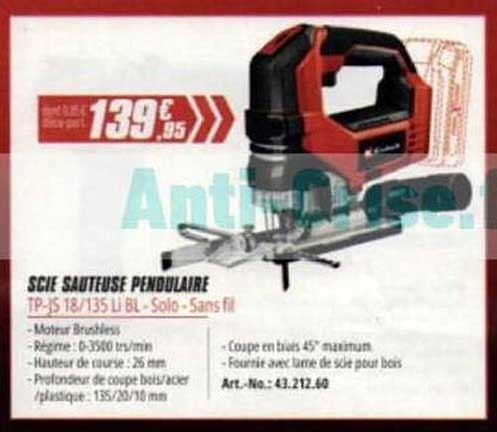 SCIE SAUTEUSE PENDULAIRE TP-JS 18/135 LI BL - Solo - Sans fil