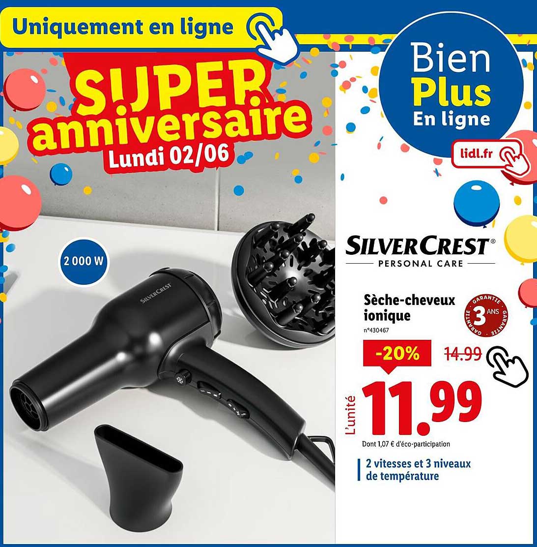 Sèche-cheveux ionique SilverCrest - SUPER anniversaire