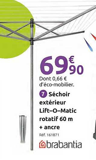 Séchoir extérieur Lift-O-Matic rotatif 60 m + ancre