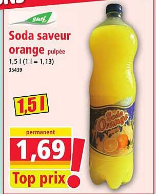 Soda saveur orange pulpeé 1,5 l