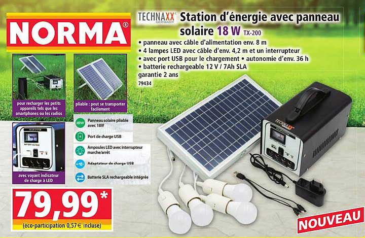 Station d'énergie avec panneau solaire 18 W TX-200