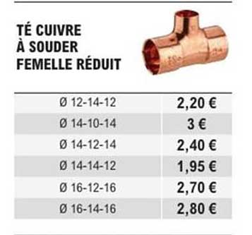 TÉ CUIVRE À SOUDER FEMELLE RÉDUIT