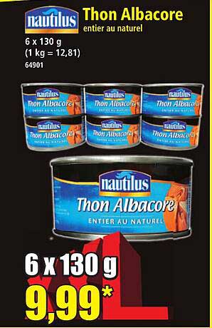 Thon Albacore entier au naturel