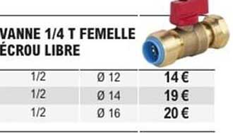 Vanne 1/4 T Femelle Écrou Libre