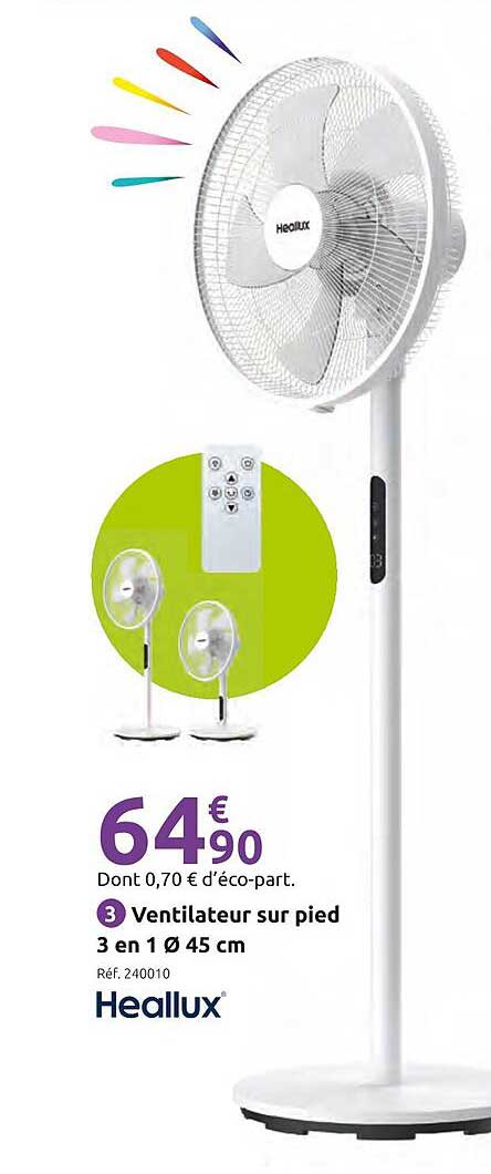Ventilateur sur pied 3 en 1 Ø 45 cm