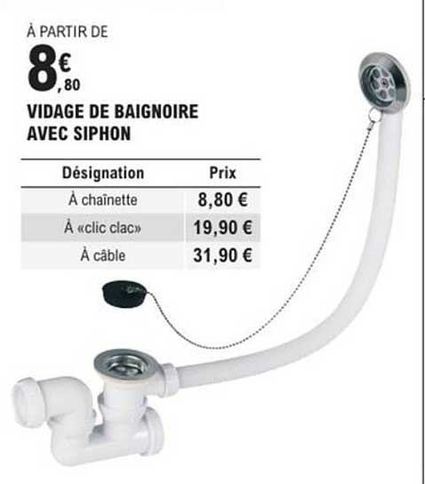 VIDAGE DE BAIGNOIRE AVEC SIPHON