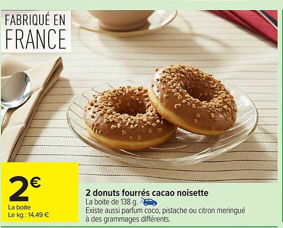 2 donuts fourrés cacao noisette