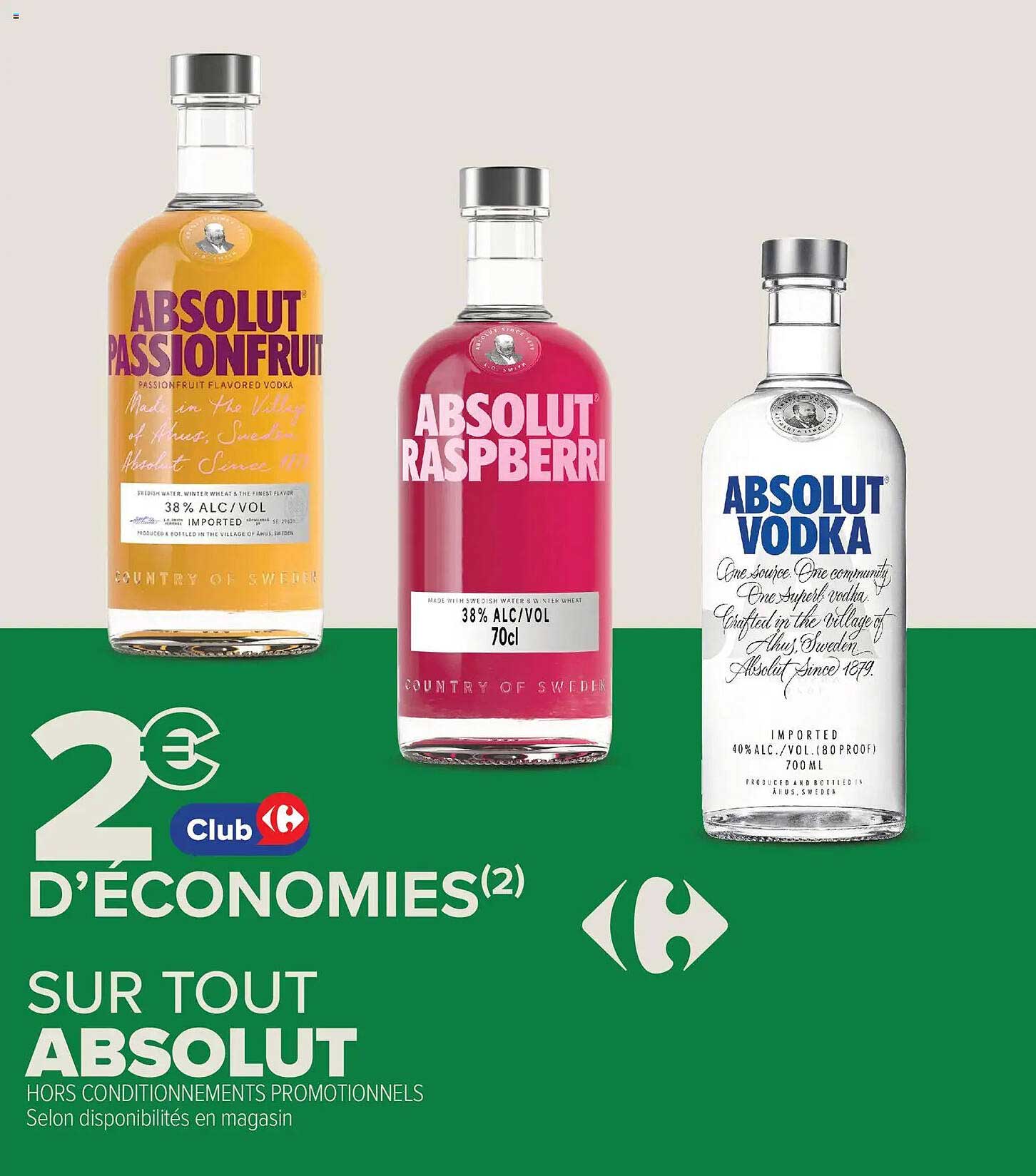2€ Club d’économies sur tout Absolut