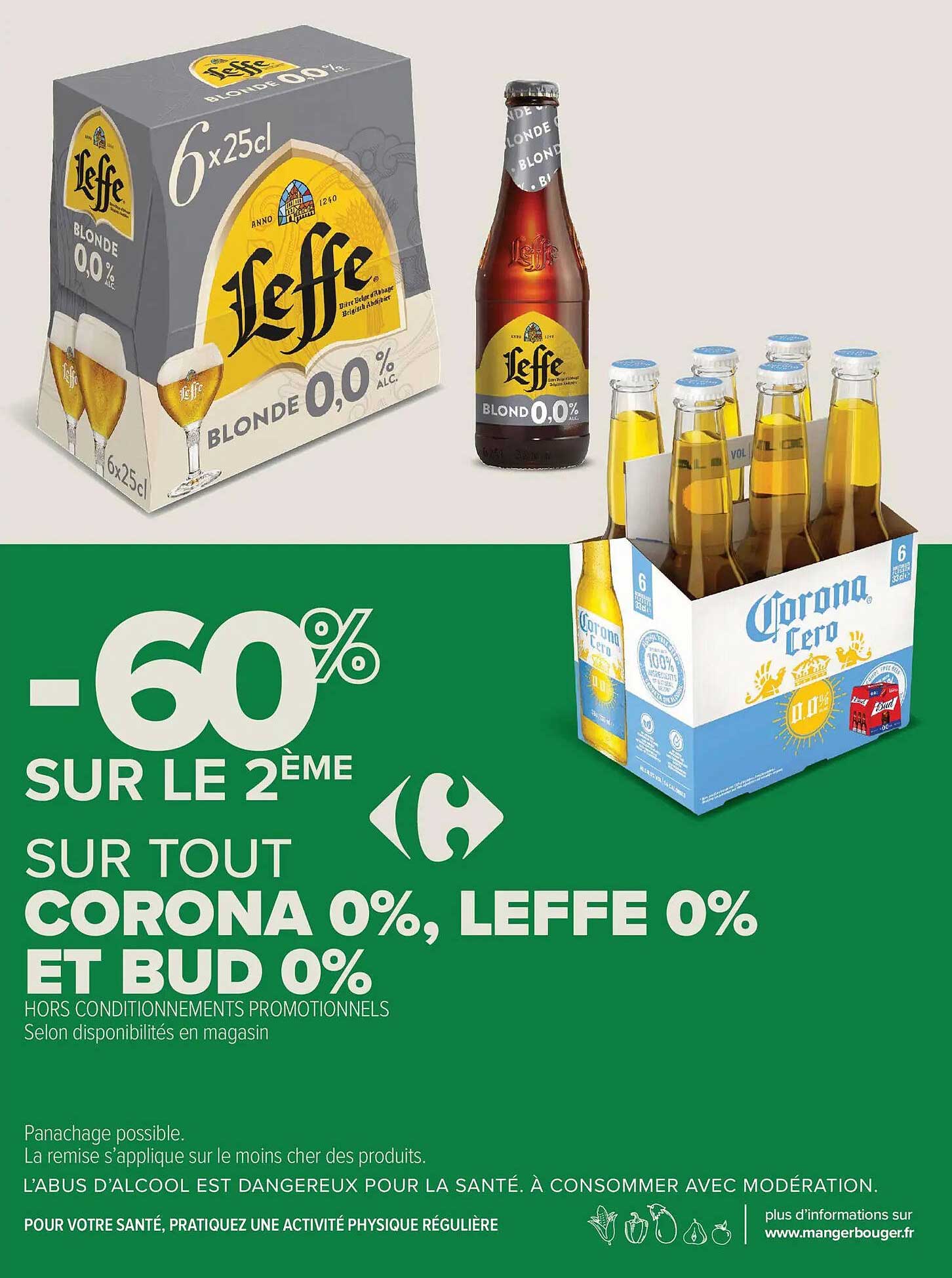 -60% SUR LE 2ÈME SUR TOUT CORONA 0%, LEFFE 0% ET BUD 0%