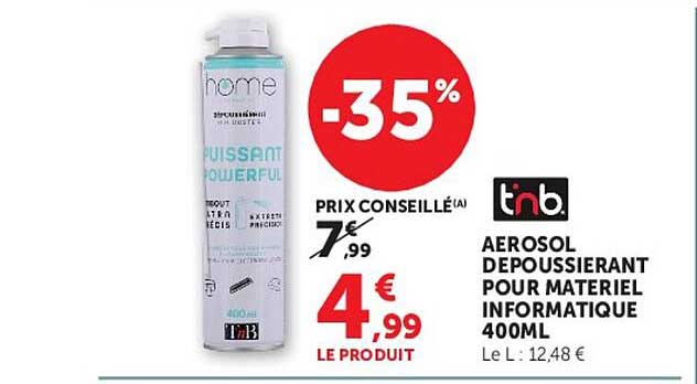 AEROSOL DEPOUSSIERANT POUR MATERIEL INFORMATIQUE 400ML