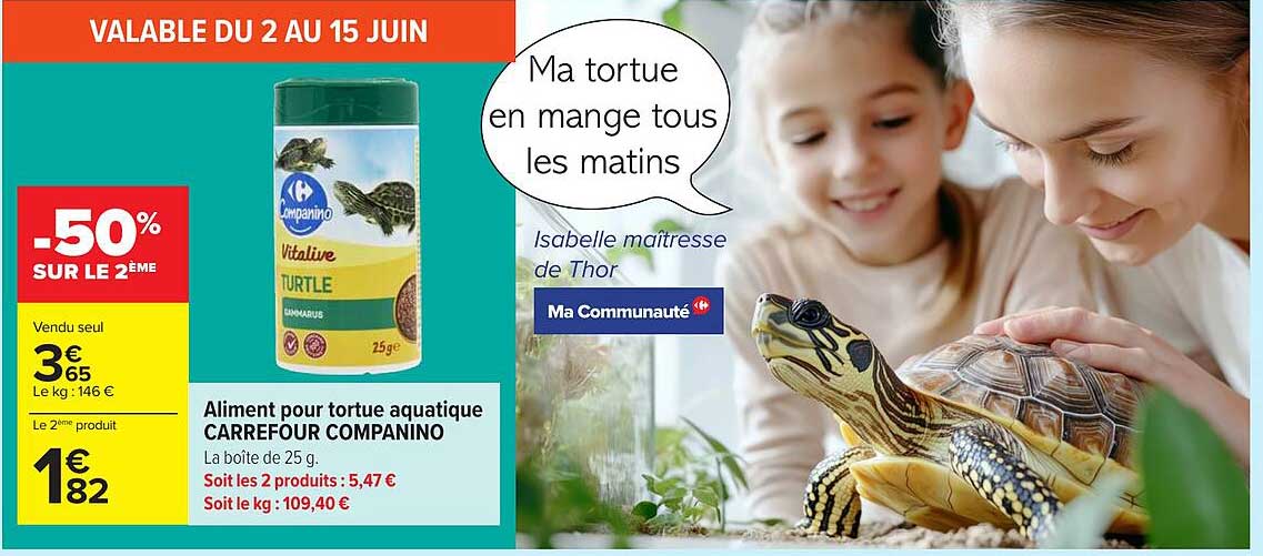 Aliment pour tortue aquatique CARREFOUR COMPANINO
