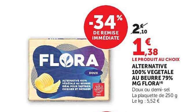 ALTERNATIVE 100% VEGETALE AU BEURRE 79% MG FLORA