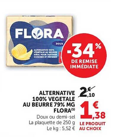 ALTERNATIVE 100% VEGETALE AU BEURRE 79% MG FLORA(5)