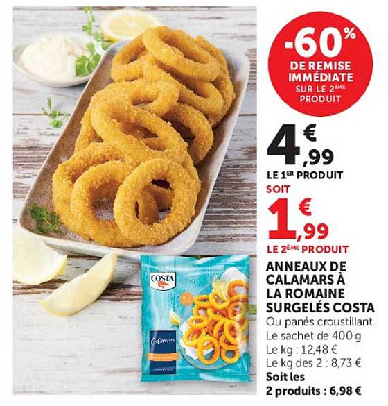 ANNEAUX DE CALAMARS À LA ROMAINE SURGELÉS COSTA