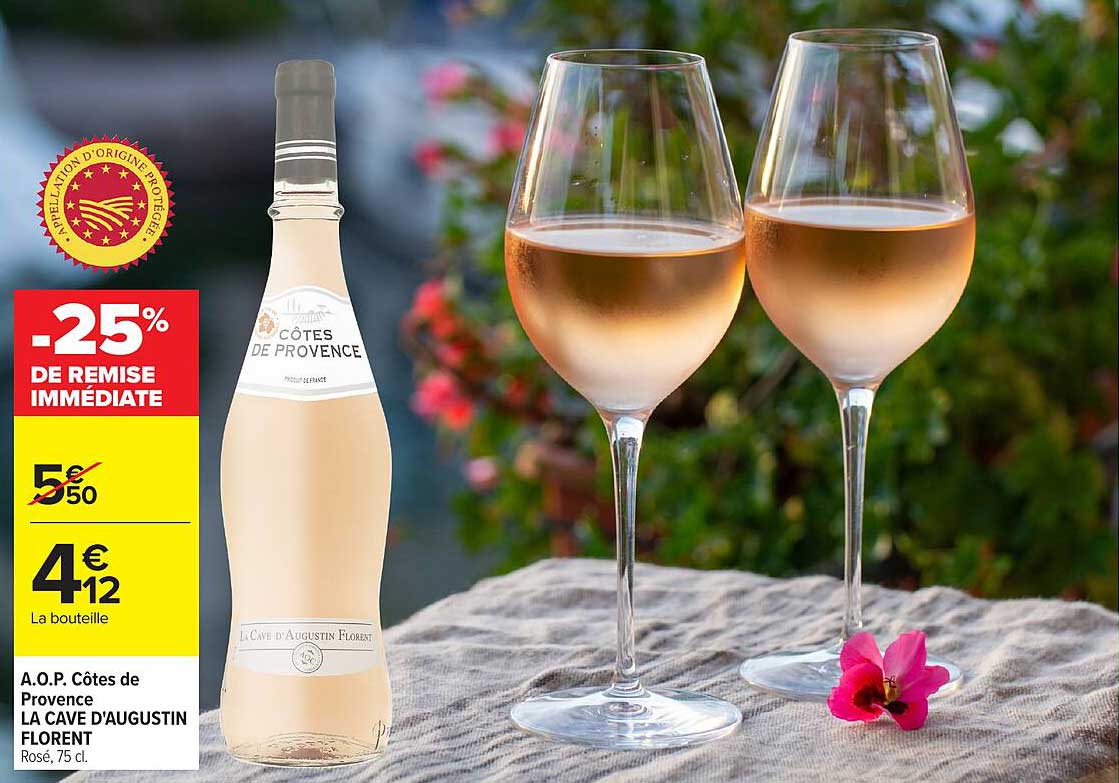 A.O.P. Côtes de Provence LA CAVE D'AUGUSTIN FLORENT Rosé, 75 cl.