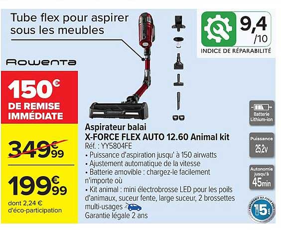 Aspirateur balai X-FORCE FLEX AUTO 12.60 Animal kit