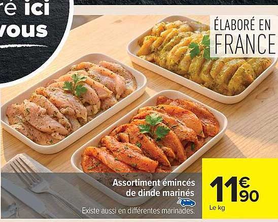 Assortiment émincés de dinde marinés