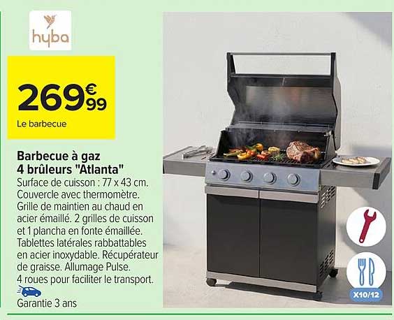 Barbecue à gaz 4 brûleurs "Atlanta"