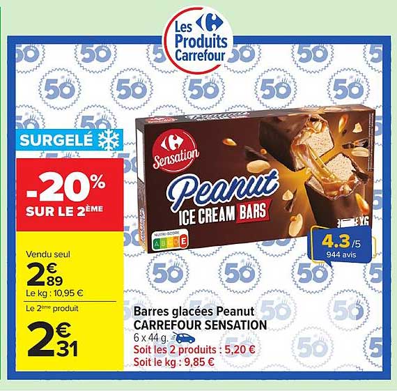 Barres glacées Peanut CARREFOUR SENSATION