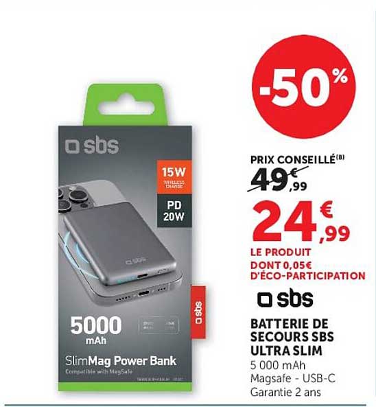 BATTERIE DE SECOURS SBS ULTRA SLIM