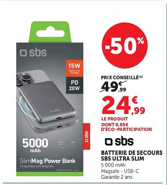 BATTERIE DE SECOURS SBS ULTRA SLIM