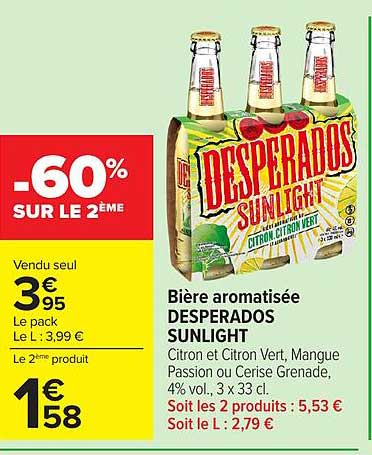 Bière aromatisée DESPERADOS SUNLIGHT