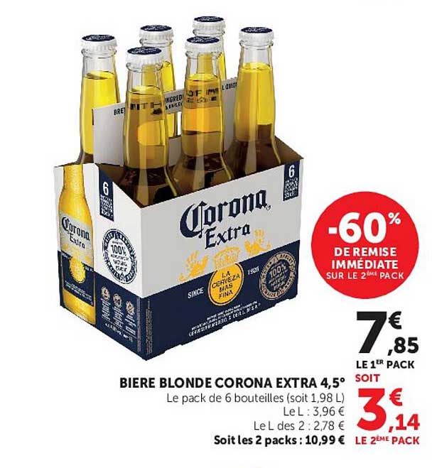 BIERE BLONDE CORONA EXTRA 4,5°